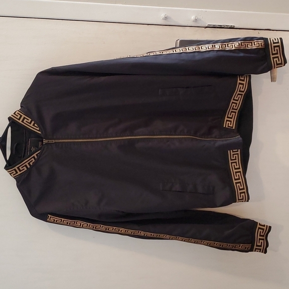 Moderno Black and Gold Italian Style Bomber Jacket M - Picture 1 of 6